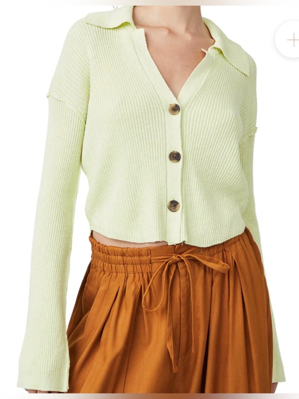 Free People Ella Sweater Shirt in Lime